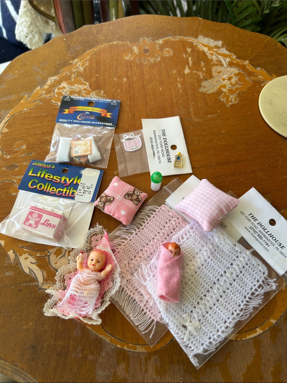 Vintage Dollhouse Baby Themed Miniatures Assortment